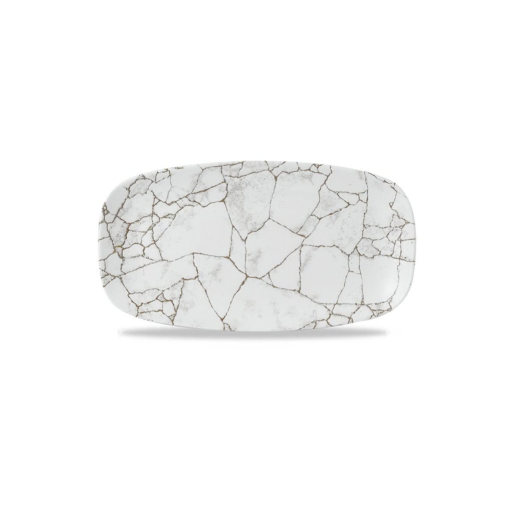 Piatto rettangolare oblong chef kintsugi agate grey cm.35,5×18,9