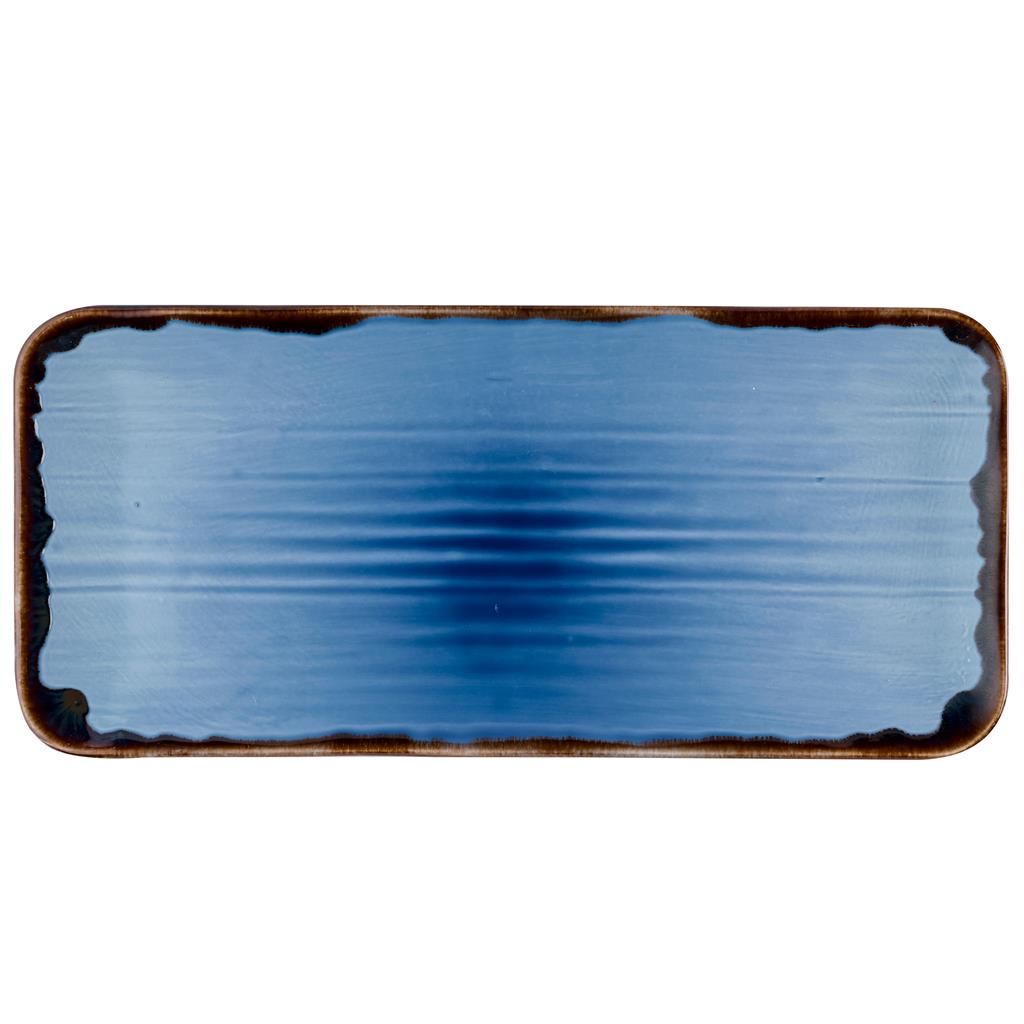 Piatto rettangolare organico harvest indigo cm.34,6×15,6