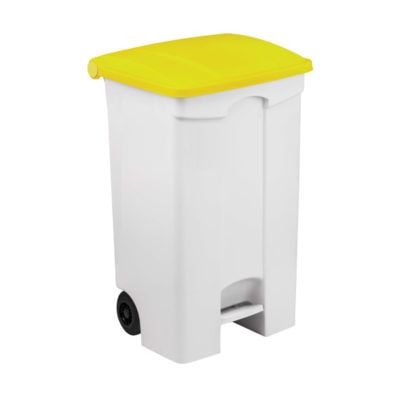 Contenitore contitop mobile a pedale polipropilene coperchio giallo lt.90