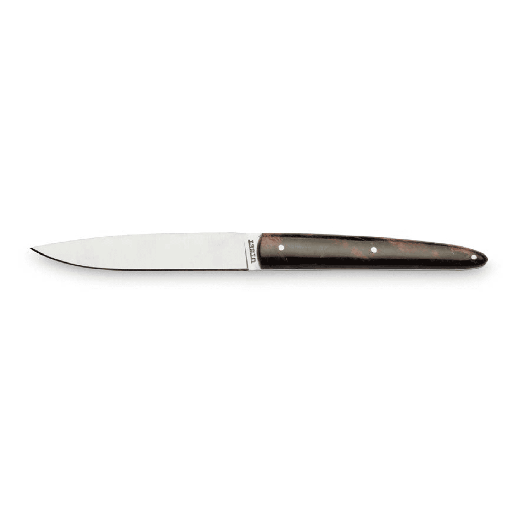 Coltello bistecca utset fatto a mano lama liscia e manico legno nero trattato