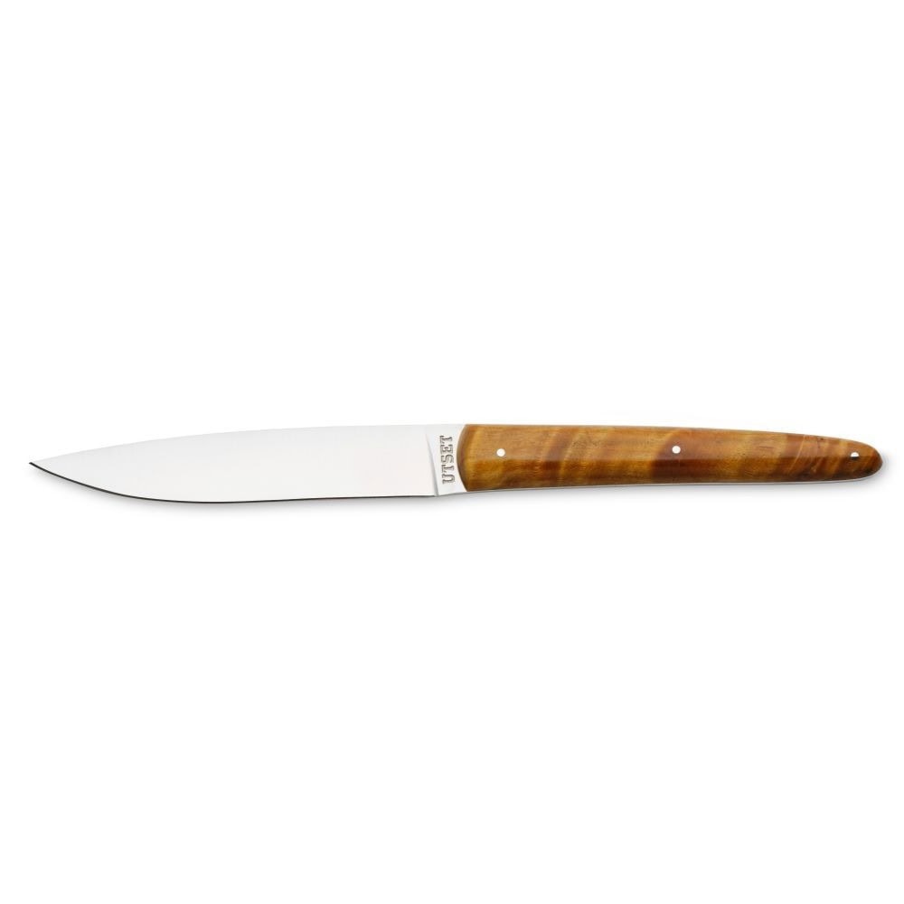 Coltello bistecca utset fatto a mano lama liscia e manico legno trattato