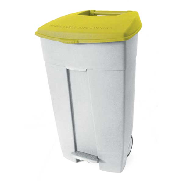 Contenitore contiplast mobile a pedale polipropilene alta densita’ coperchio giallo lt.120