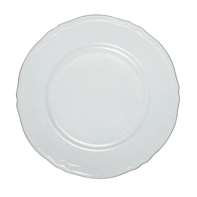Piatto piano/sottopiatto anthiros bianco filo oro cm.32