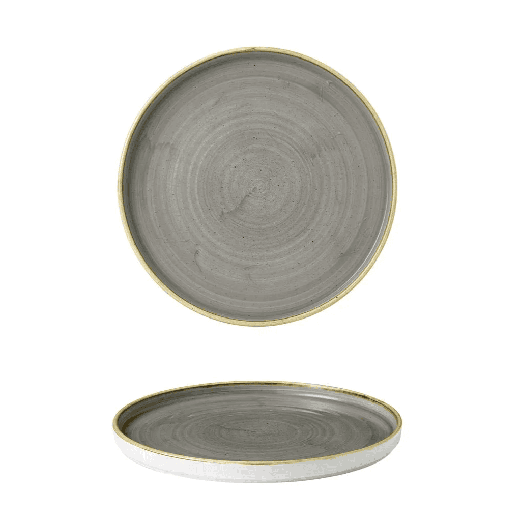 Piatto piano walled stonecast peppercorn grey cm.26