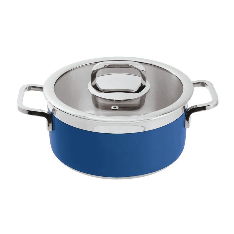 Casseruola con coperchio blu series 12300 3-ply cm.20