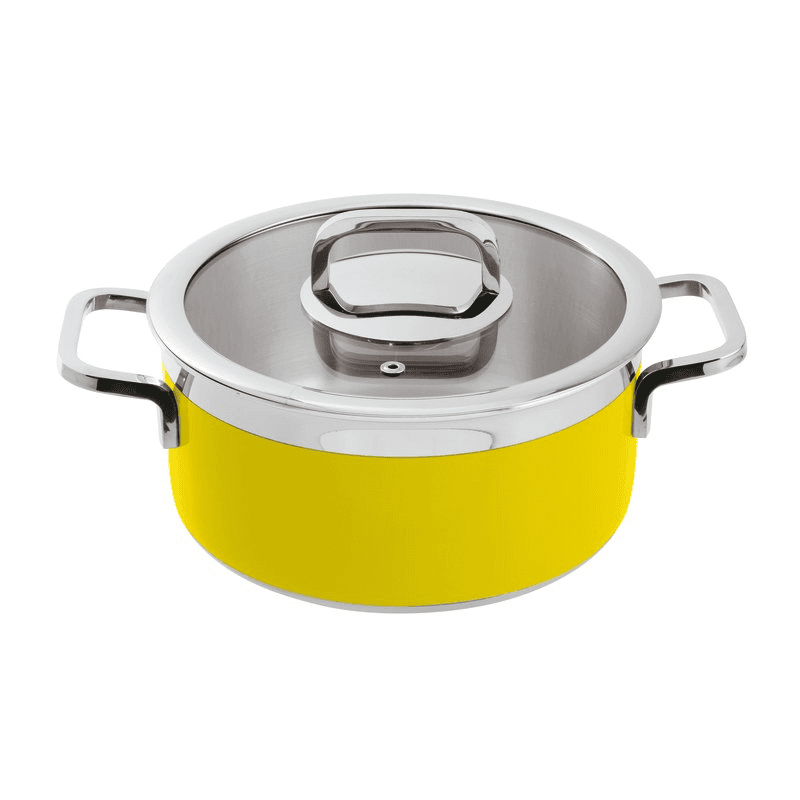Casseruola con coperchio gialla series 12300 3-ply cm.20