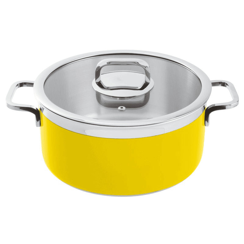 Casseruola con coperchio gialla series 12300 3-ply cm.24