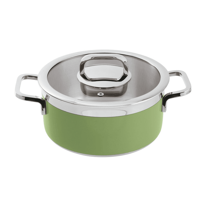 Casseruola con coperchio verde series 12300 3-ply cm.20