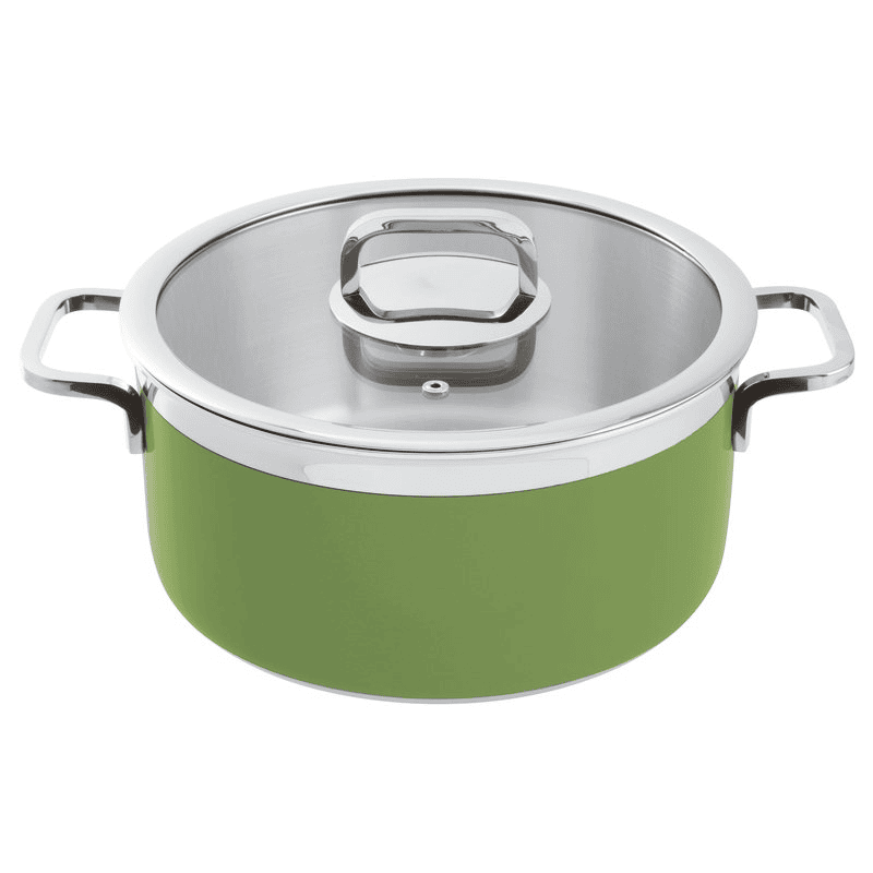 Casseruola con coperchio verde series 12300 3-ply cm.24