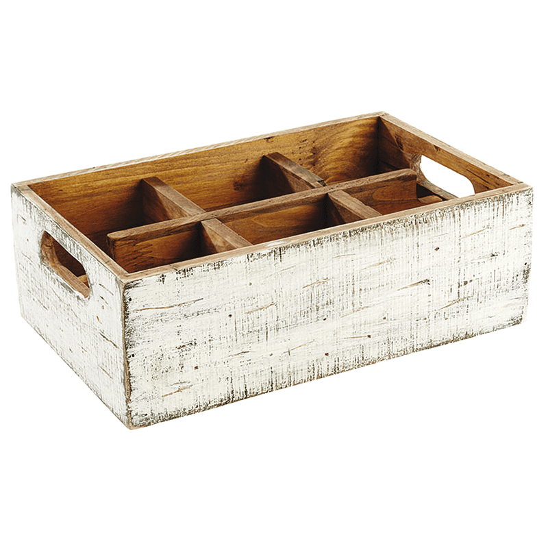 Portacondimenti 6 scomparti legno cm.27x17x10h