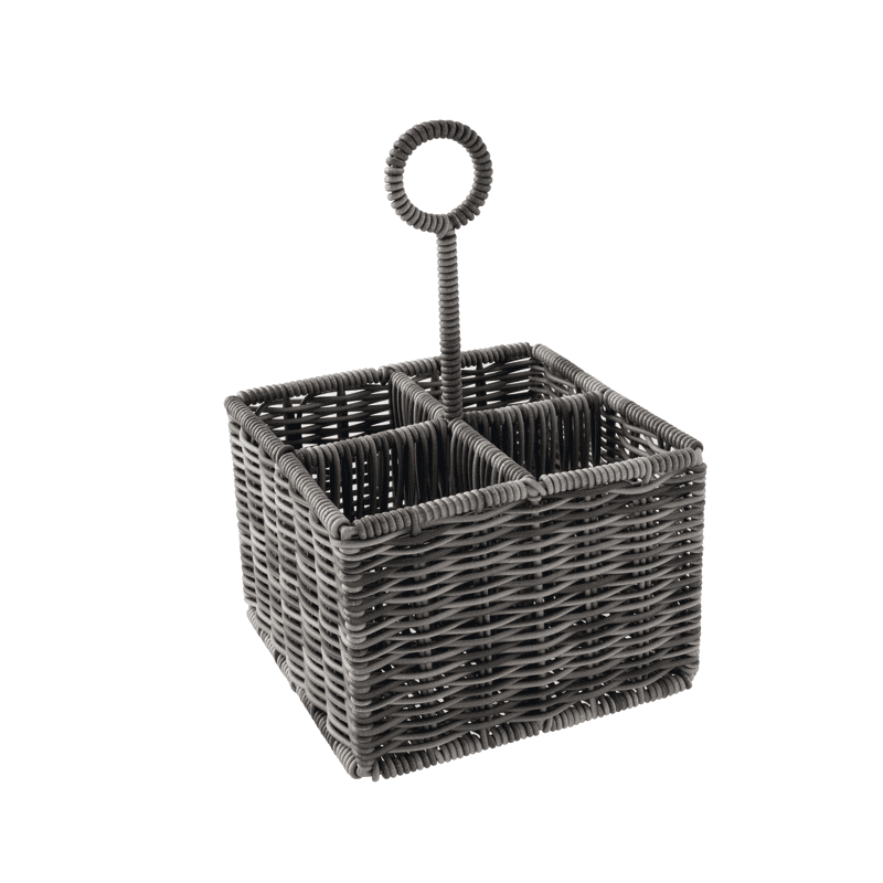 Portacondimenti quattro scomparti polyrattan cm.17x25h