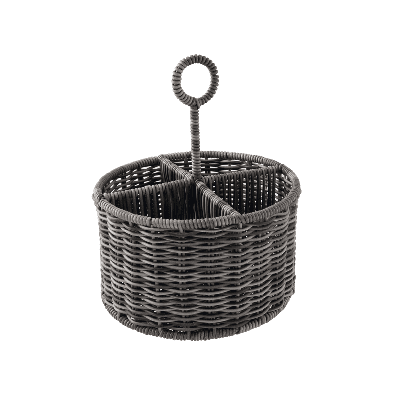 Portacondimenti quattro scomparti tondo polyrattan cm.20x24h