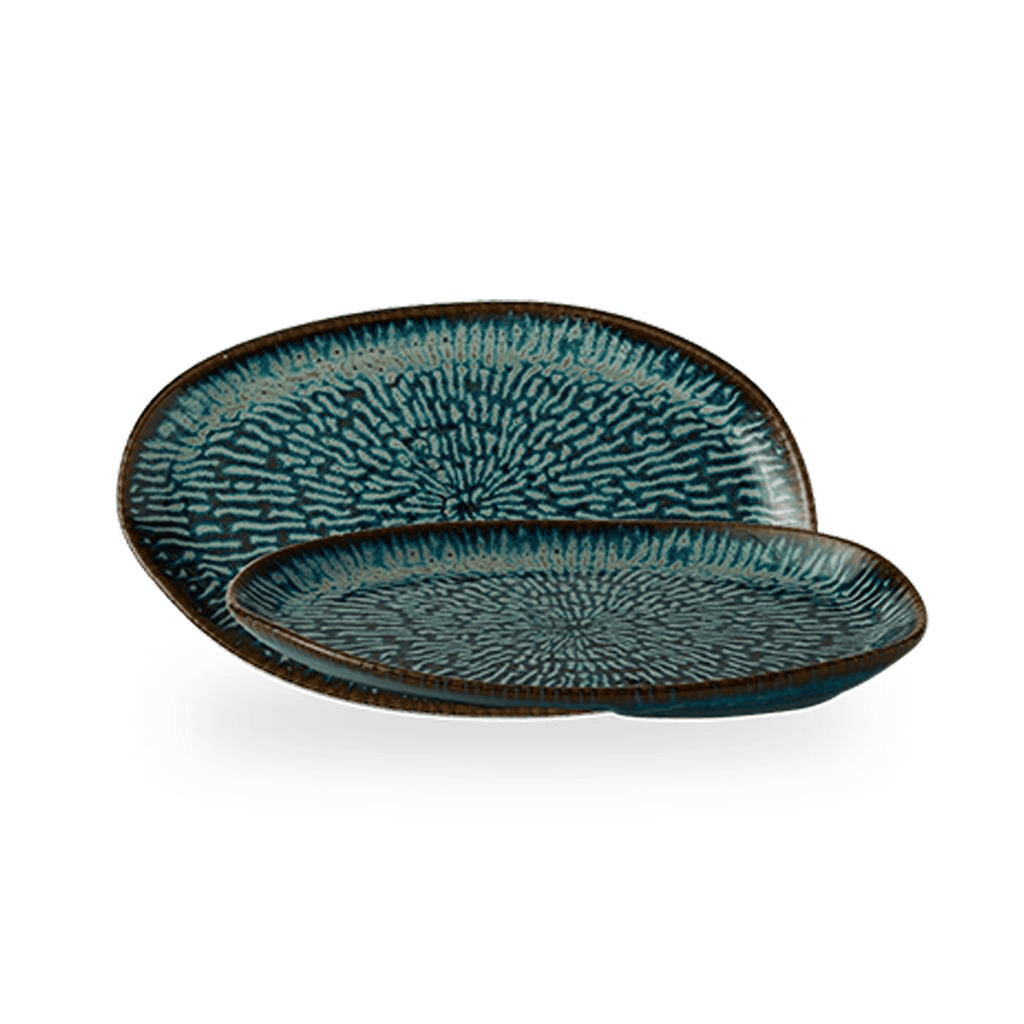 Piatto oblong organic envisage cascade blue cm.22×13