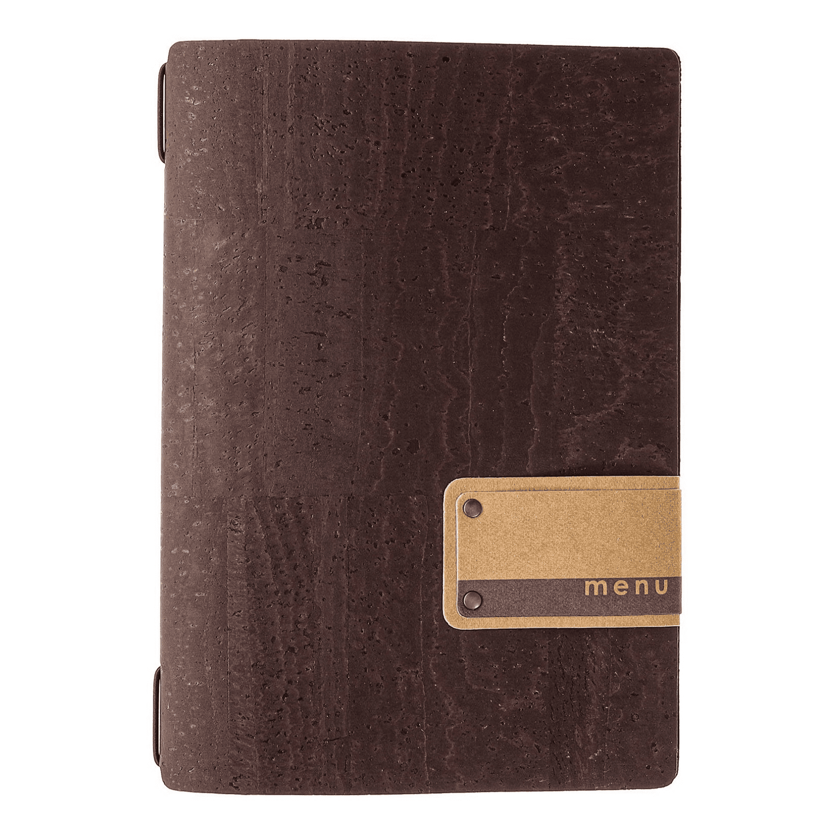 Porta menu sughero marrone etichetta patch a5 solo elastico