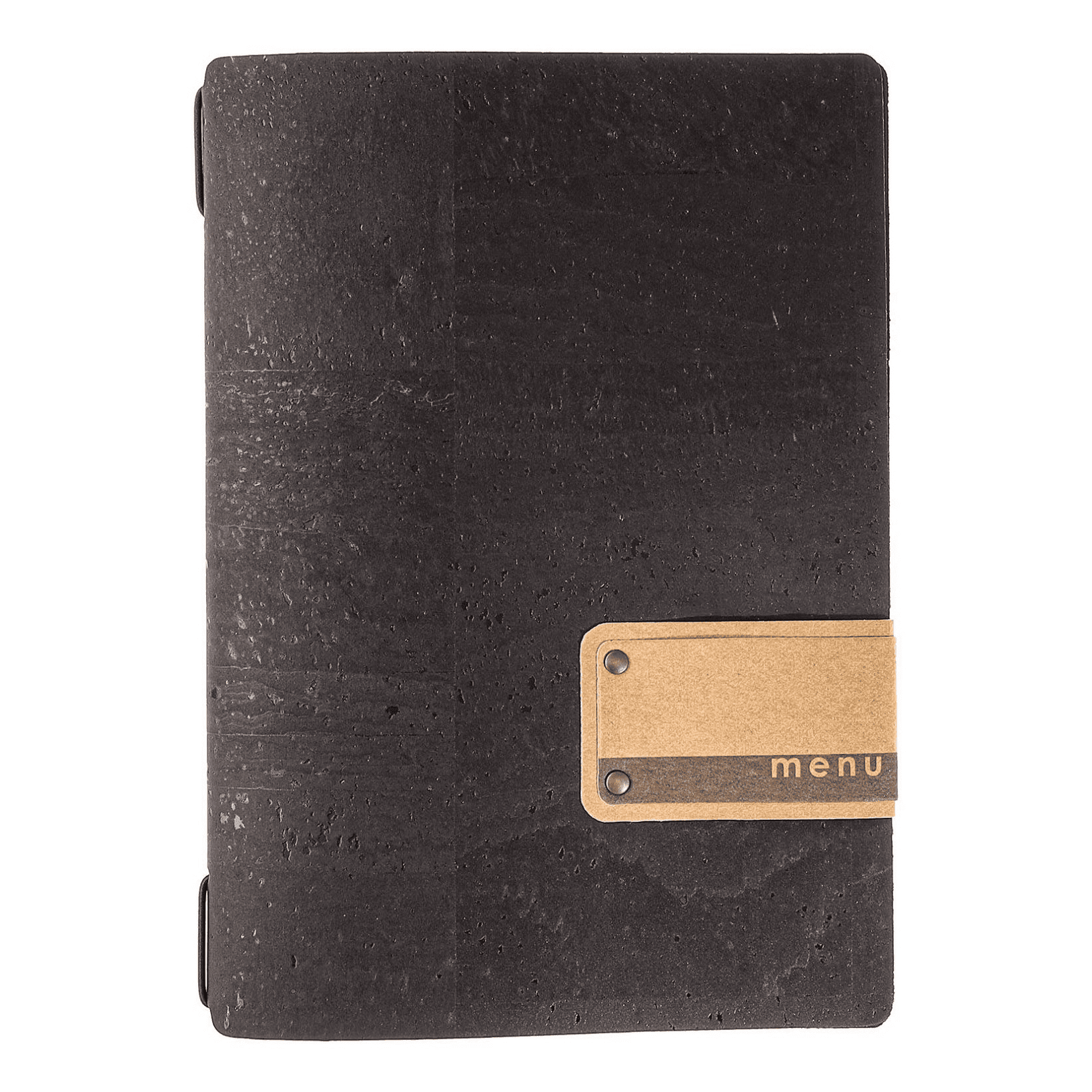 Porta menu sughero nero etichetta patch a5 solo elastico