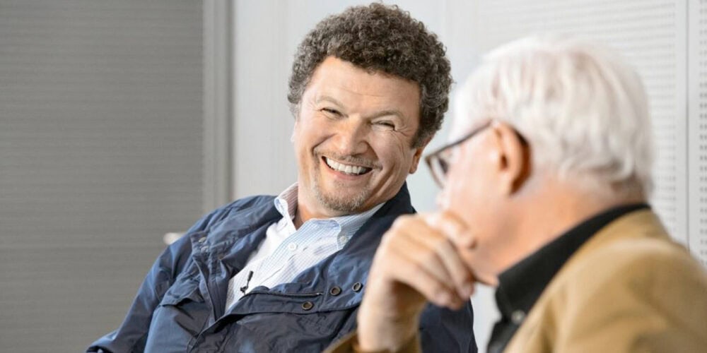 prof. fritz frenkler and dieter rams at a talk for the TUM