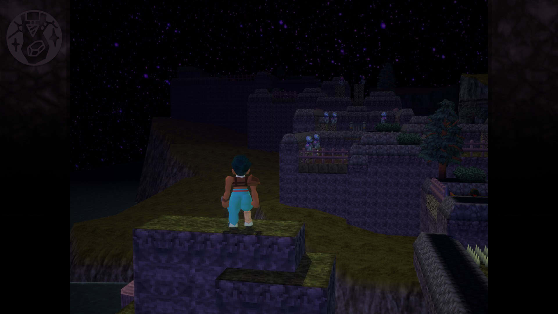 Tets looking out into the night from a vantage point