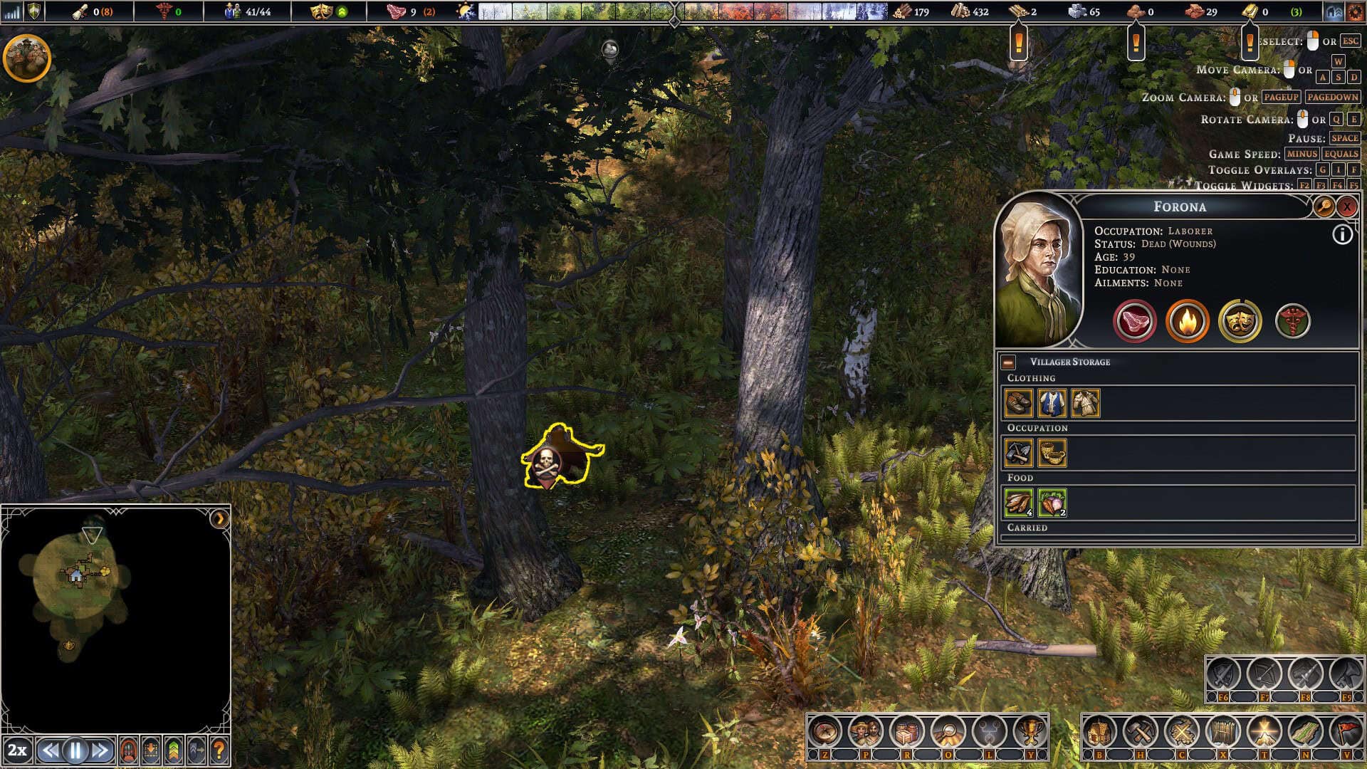 A screenshot of a deceased character next to a bear in the woods.