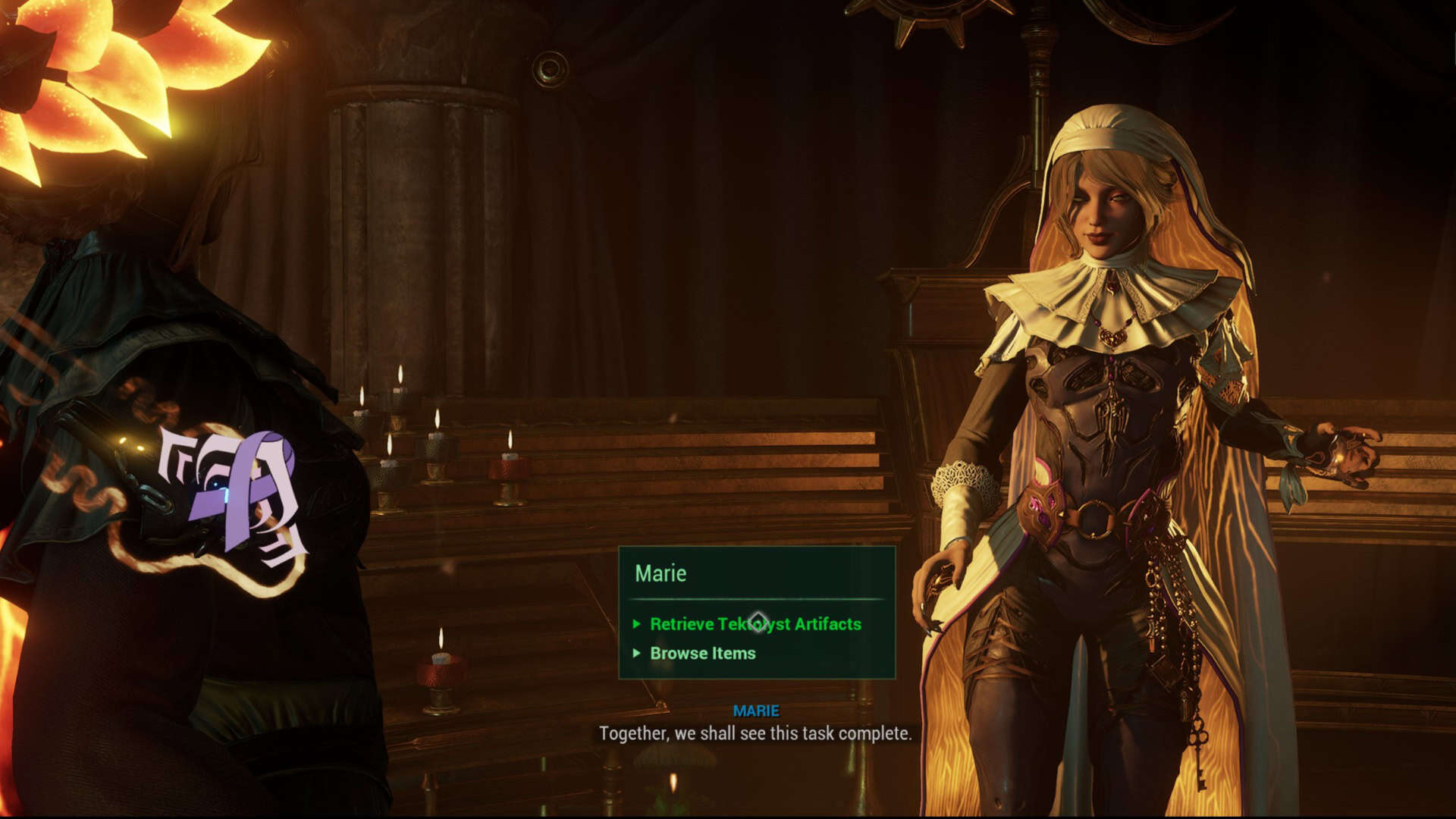 Screenshot of Marie's menu