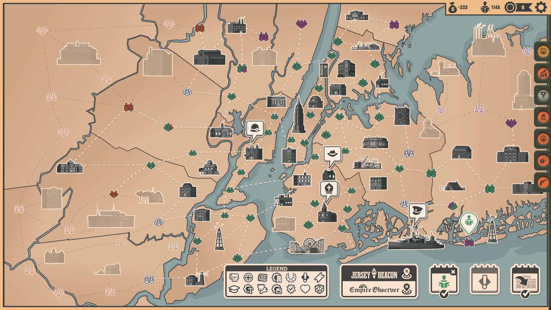 A screenshot of the map in News Tower.