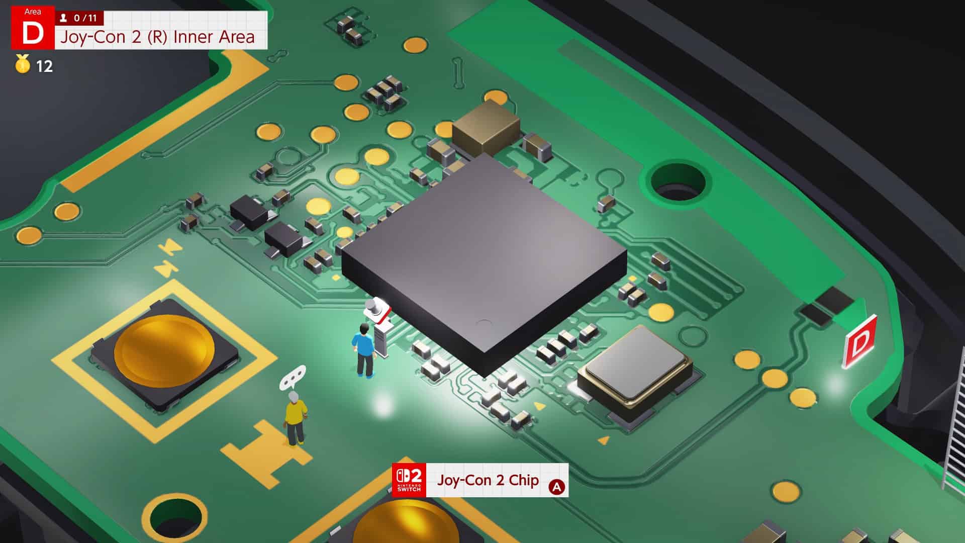 Nintendo Switch 2 Welcome Tour screenshot showing an exhibit of the Switch 2 internals