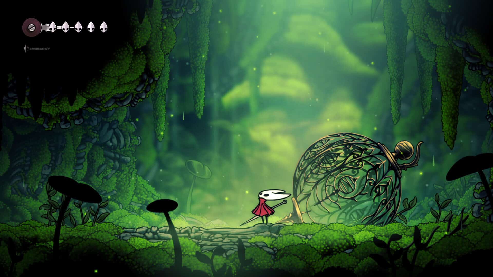 Hornet from Hollow Knight: Silksong staring upwards