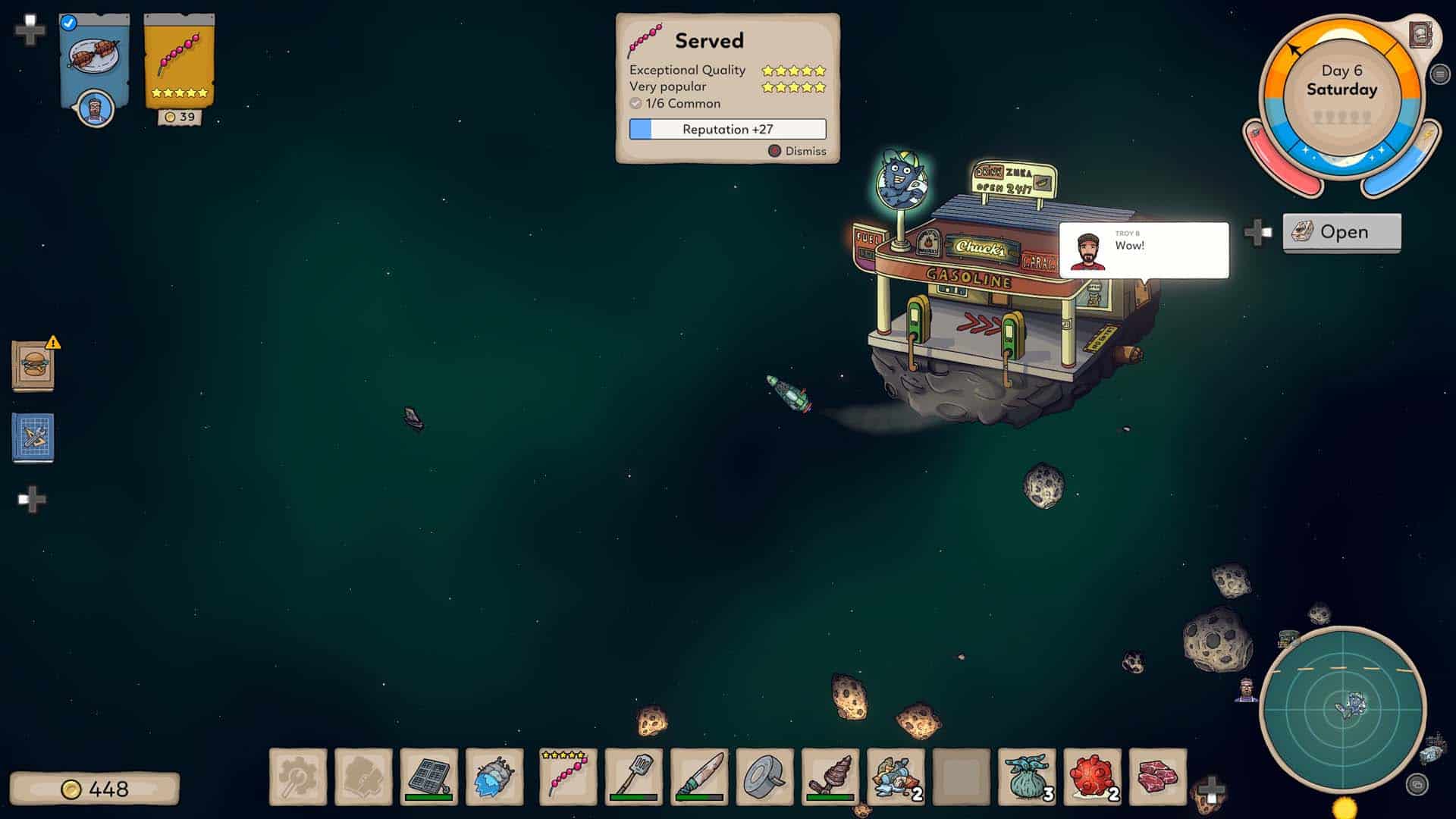 Making a successful delivery in Space Chef.