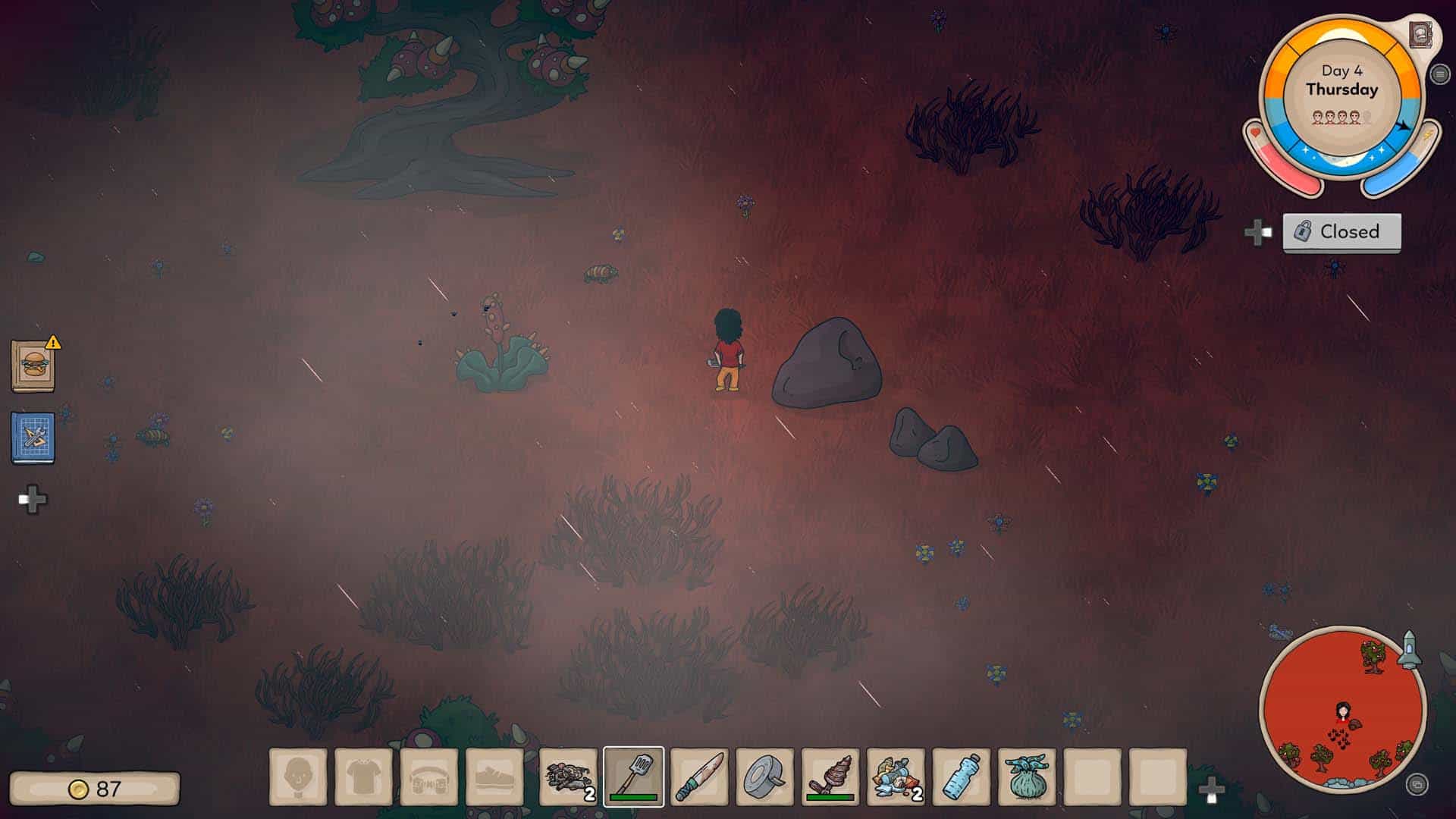 Exploring a foreign planet for ingredients in Space Chef.