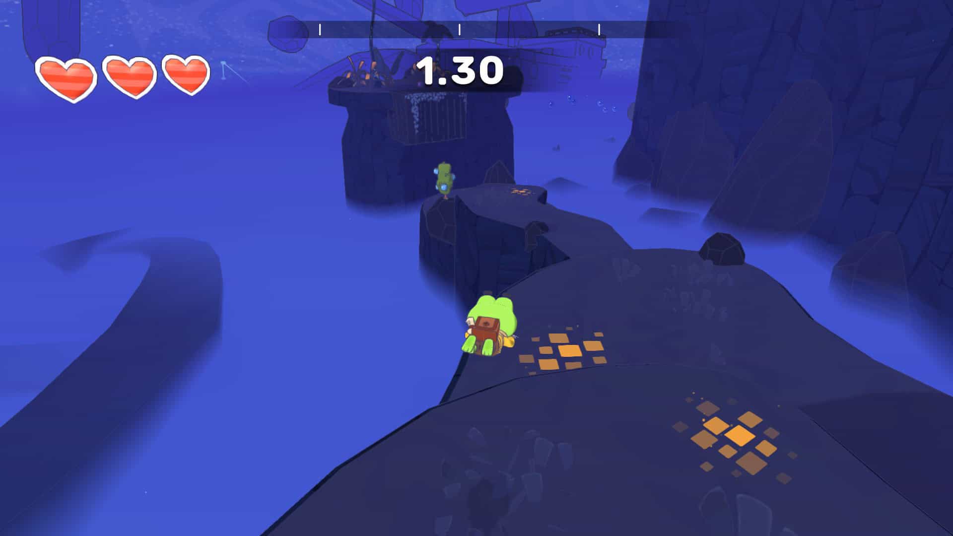 Hop dives into action. Timer above.