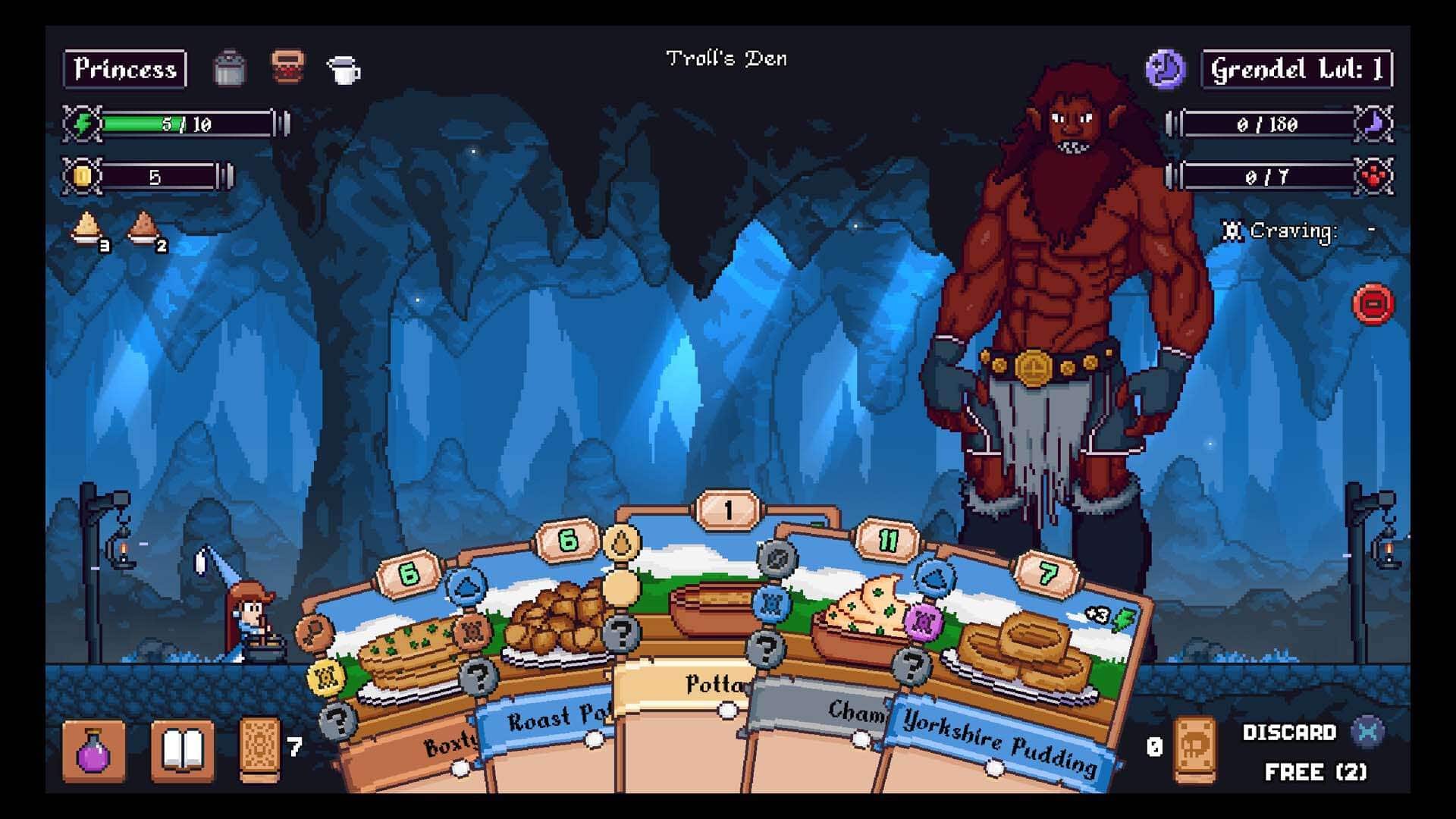 Feeding a Grendel Boss in Hungry Horrors.