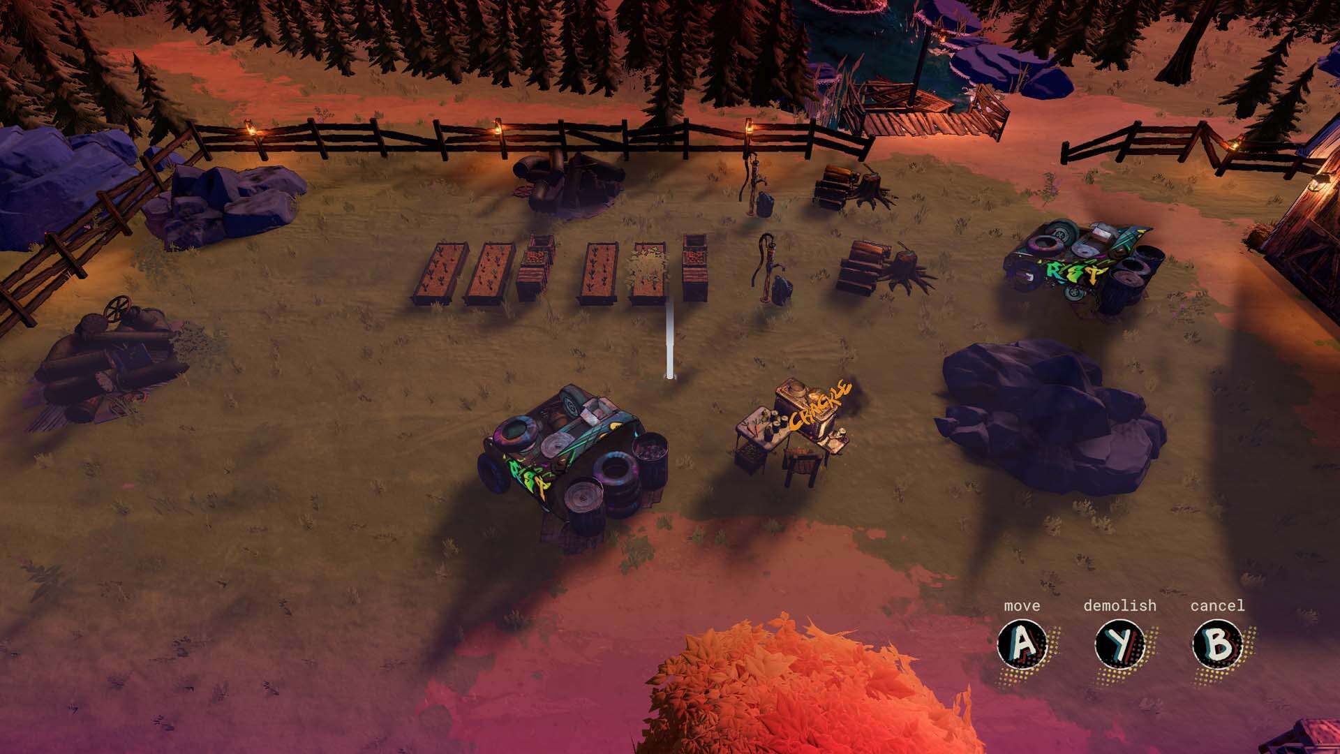 Placing structures around the ranch in I Hate This Place.