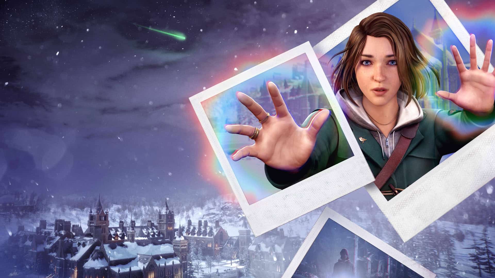 Life is Strange Double Exposure key art showing Max using her powers inside polaroid frames