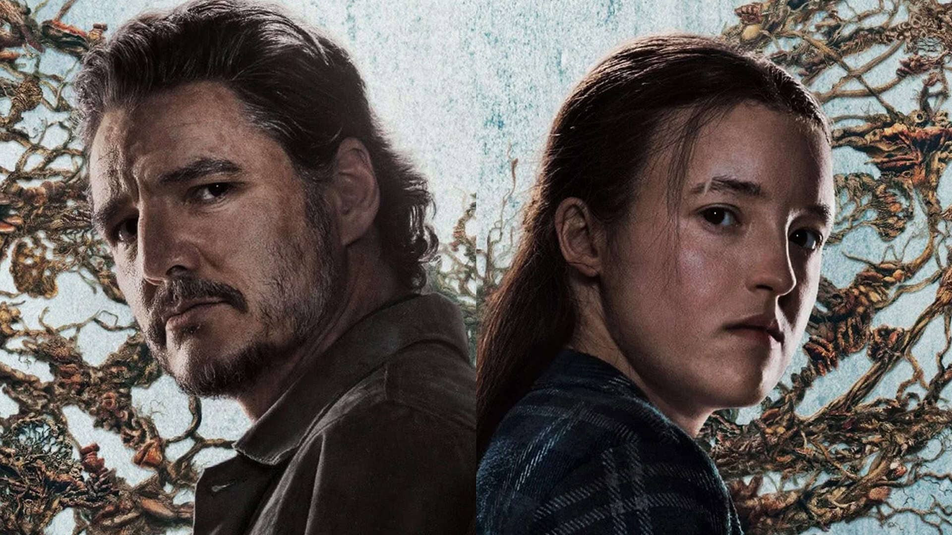 The Last of Us Season 2 poster of Ellie and Joel stood back to back