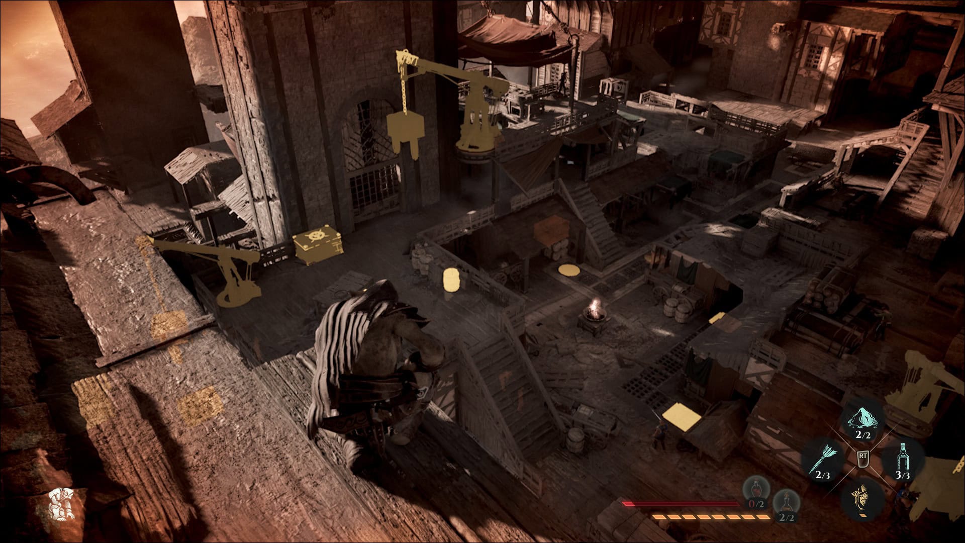 Styx looking over a market from a vantage point