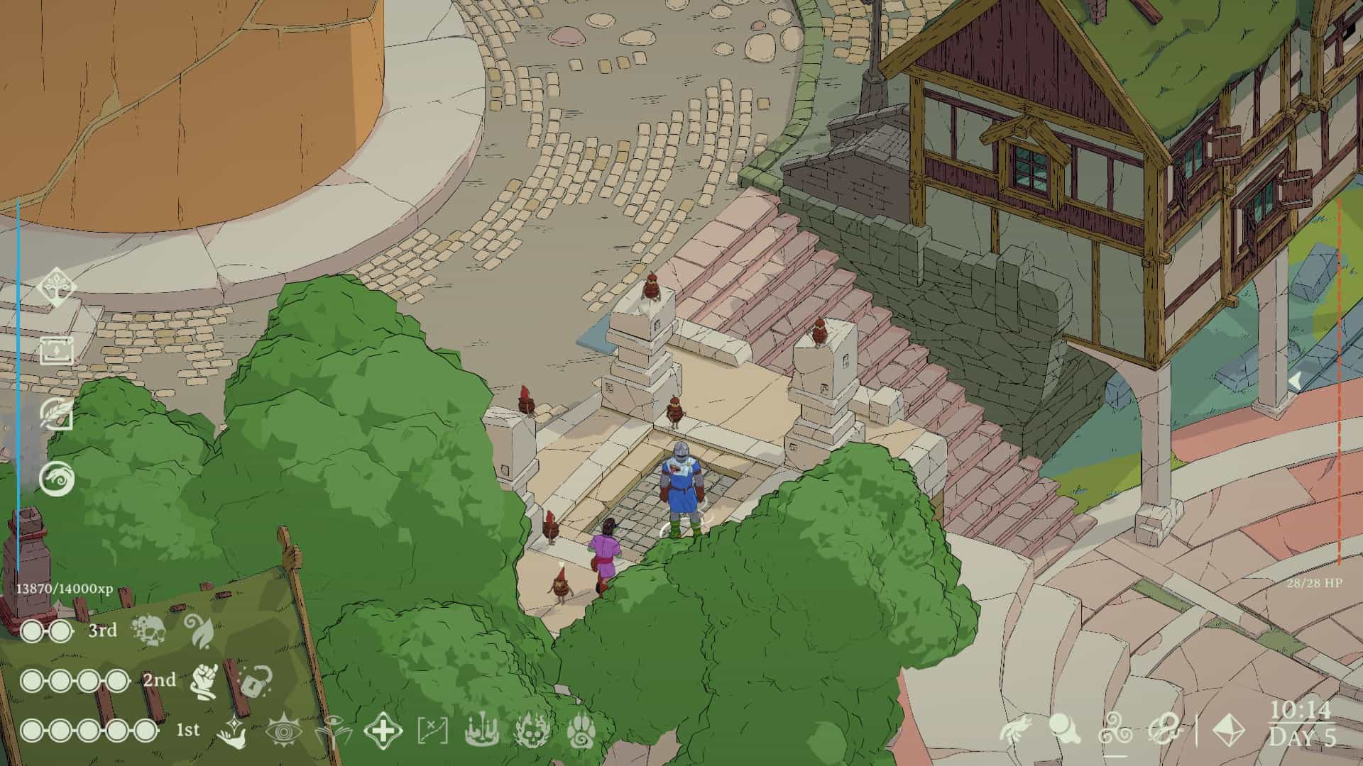 A bunch of small wooden gnomes surrounding The Cleric