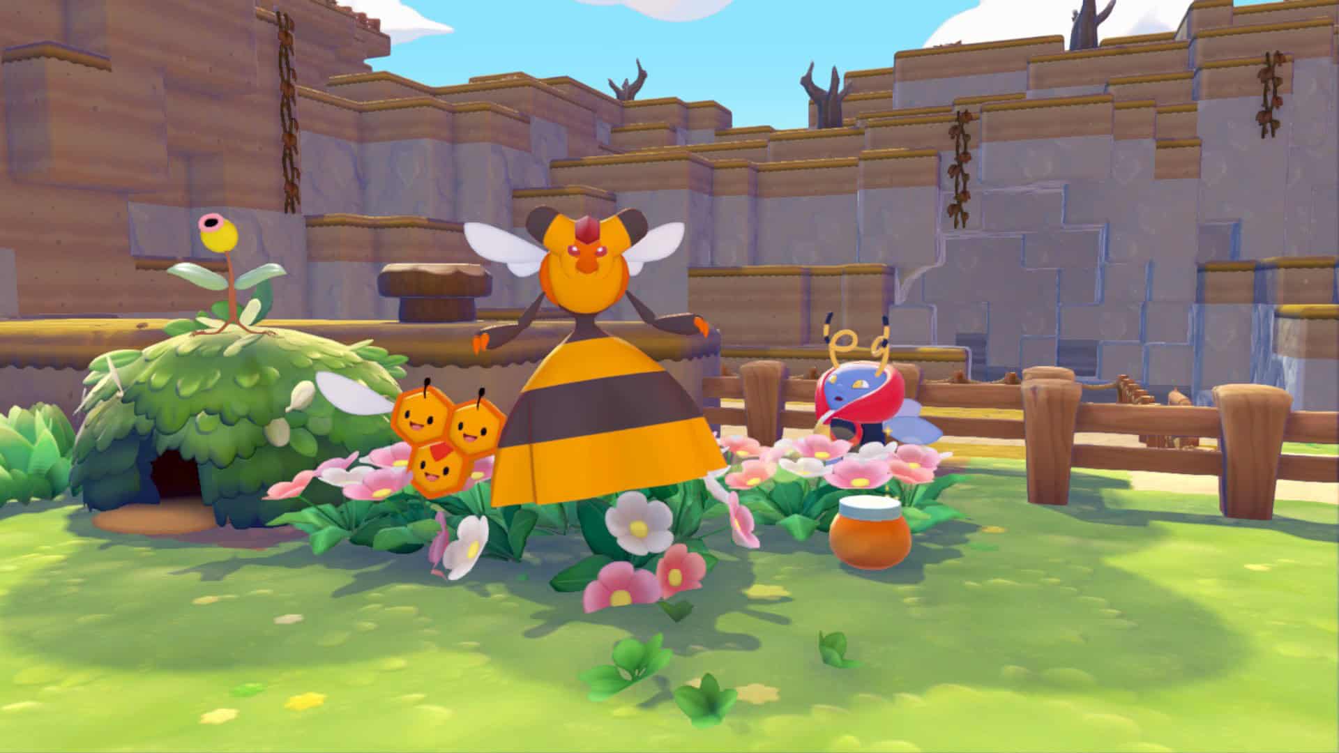 Several bug pokemon outside playing