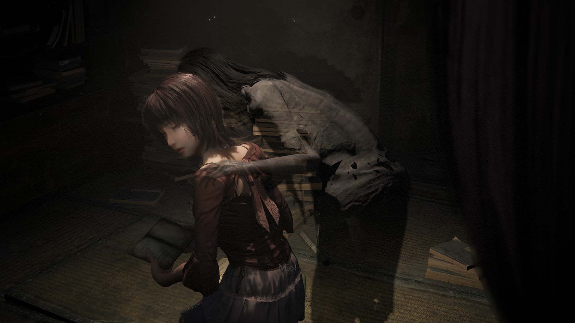 A ghost haunting Mio in Fatal Frame II Crimson Butterfly Remake