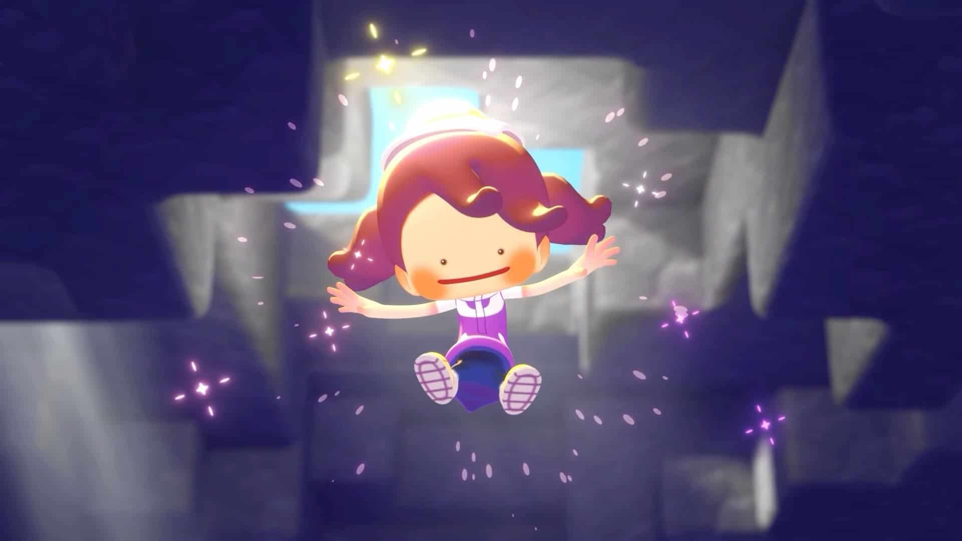 Pokemon Pokopia ditto transforming into a human, surrounded by sparkles