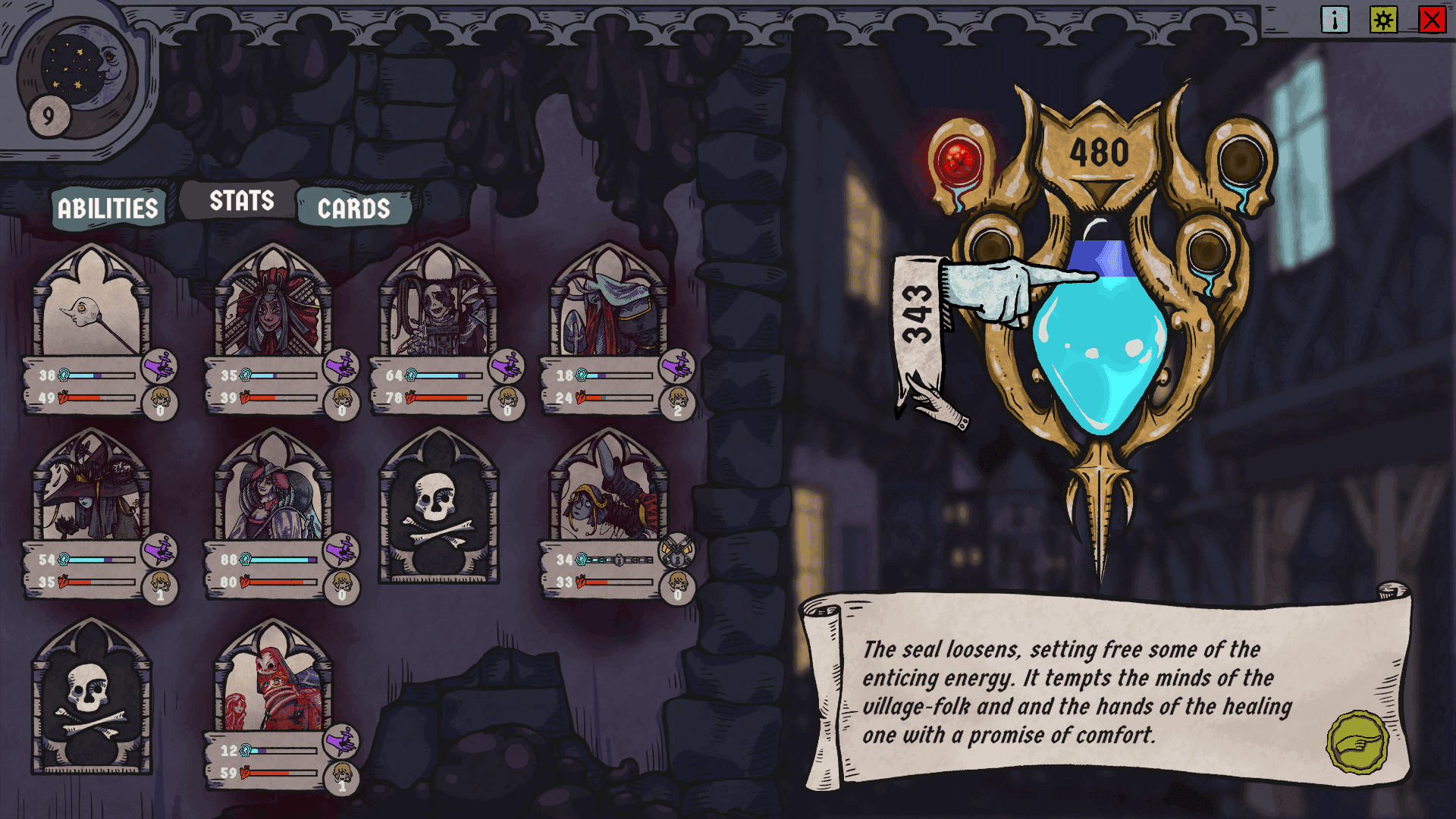 A screenshot of Bloodletter's nighttime gameplay.