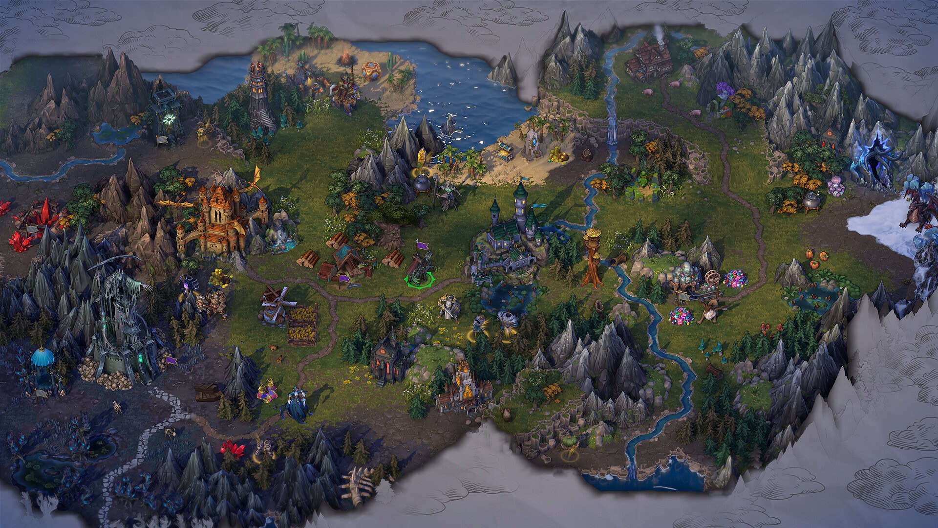 Screenshot from Heroes of Might and Magic: Olden Era's game map
