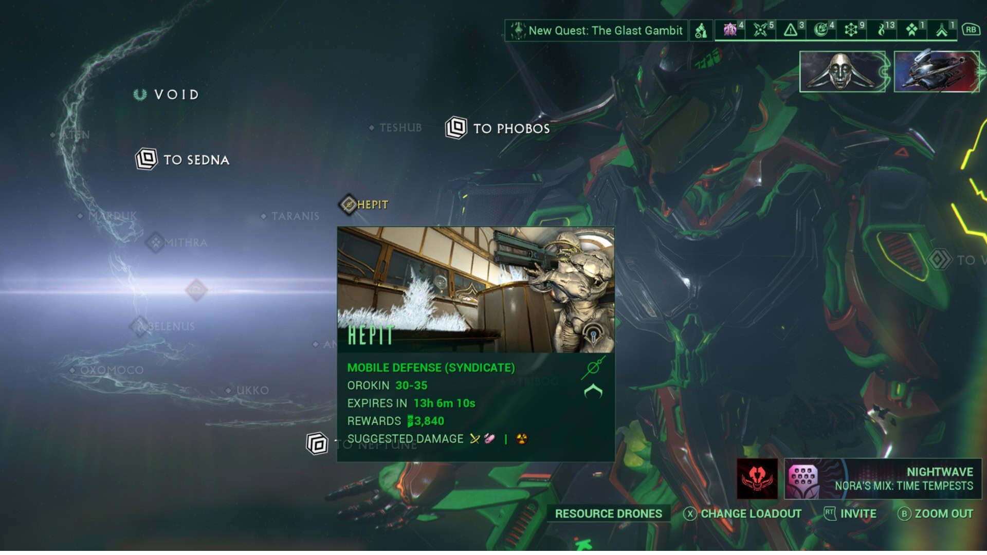 Warframe Navegation Menu