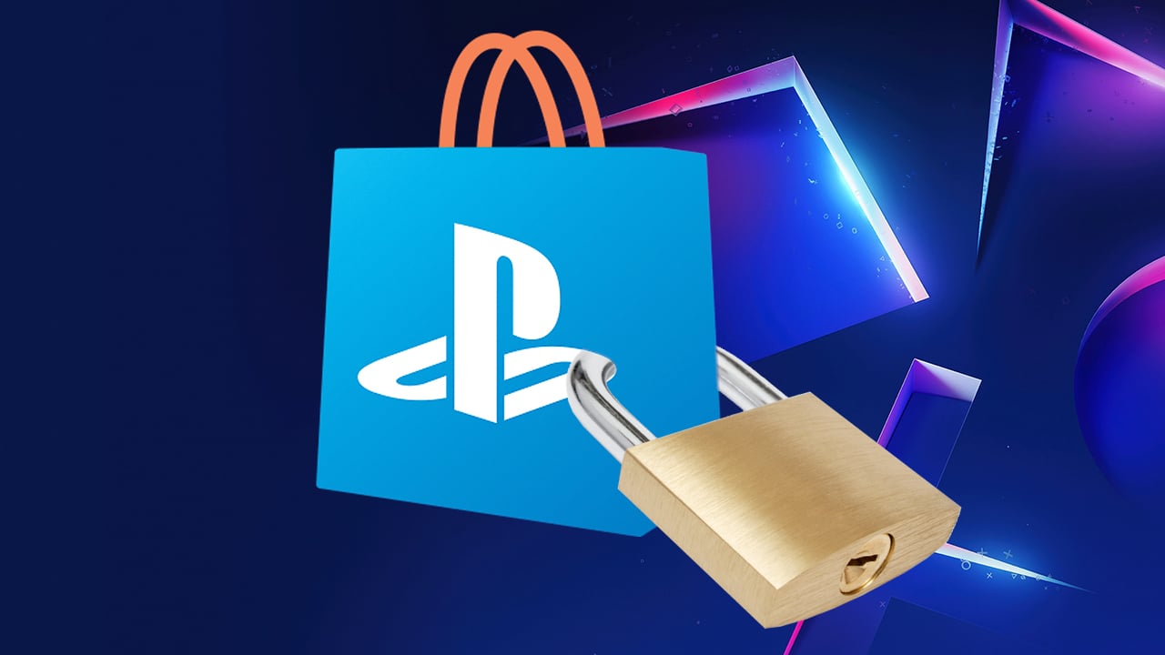 An image of PlayStation Network logo being locked by a padlock