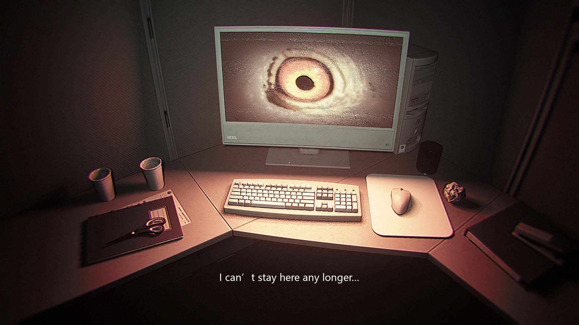 Seeing an eyeball on a computer screen in Dread Neighbor.