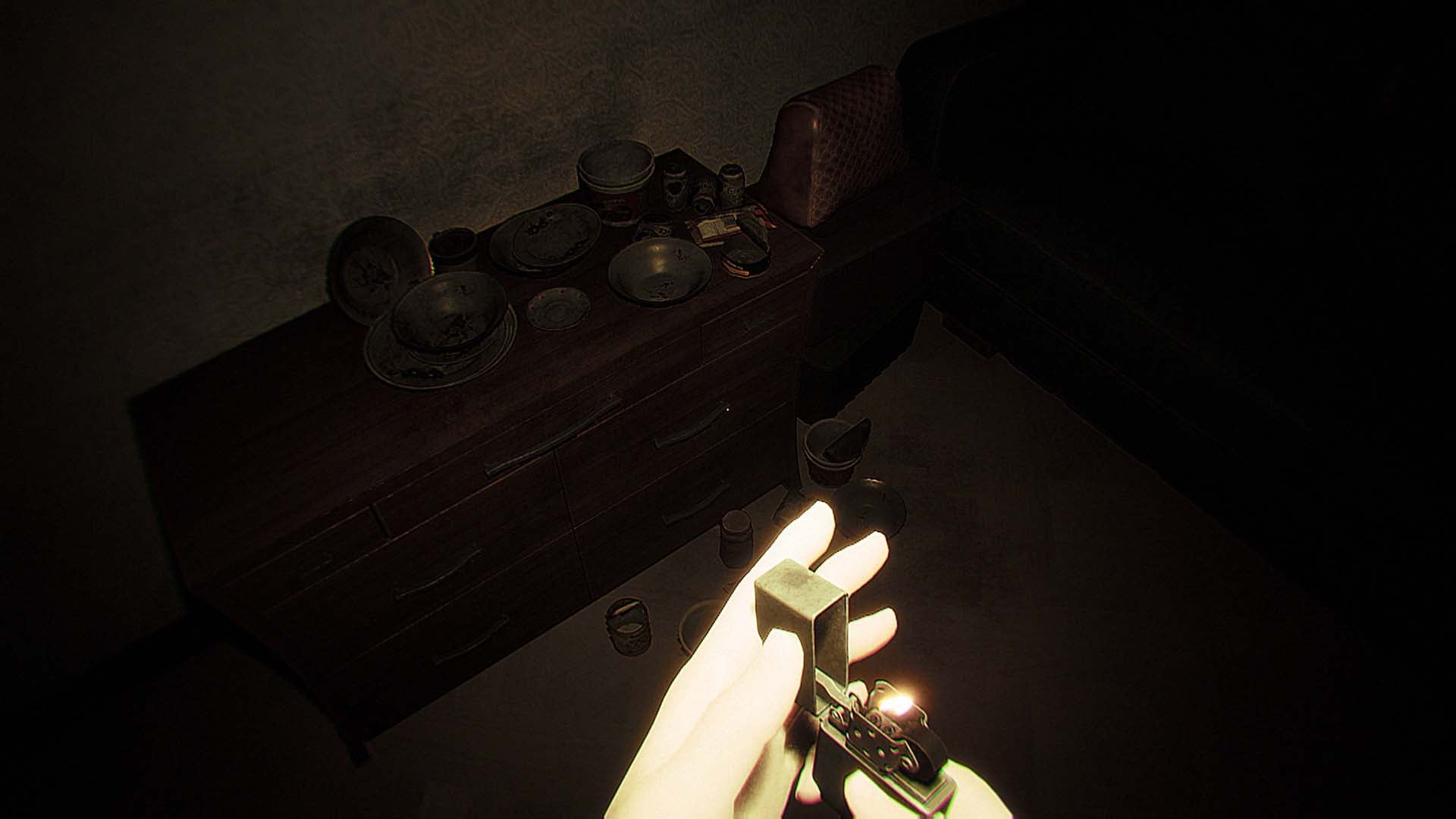Using a lighter to reveal objects in Dread Neighbor.