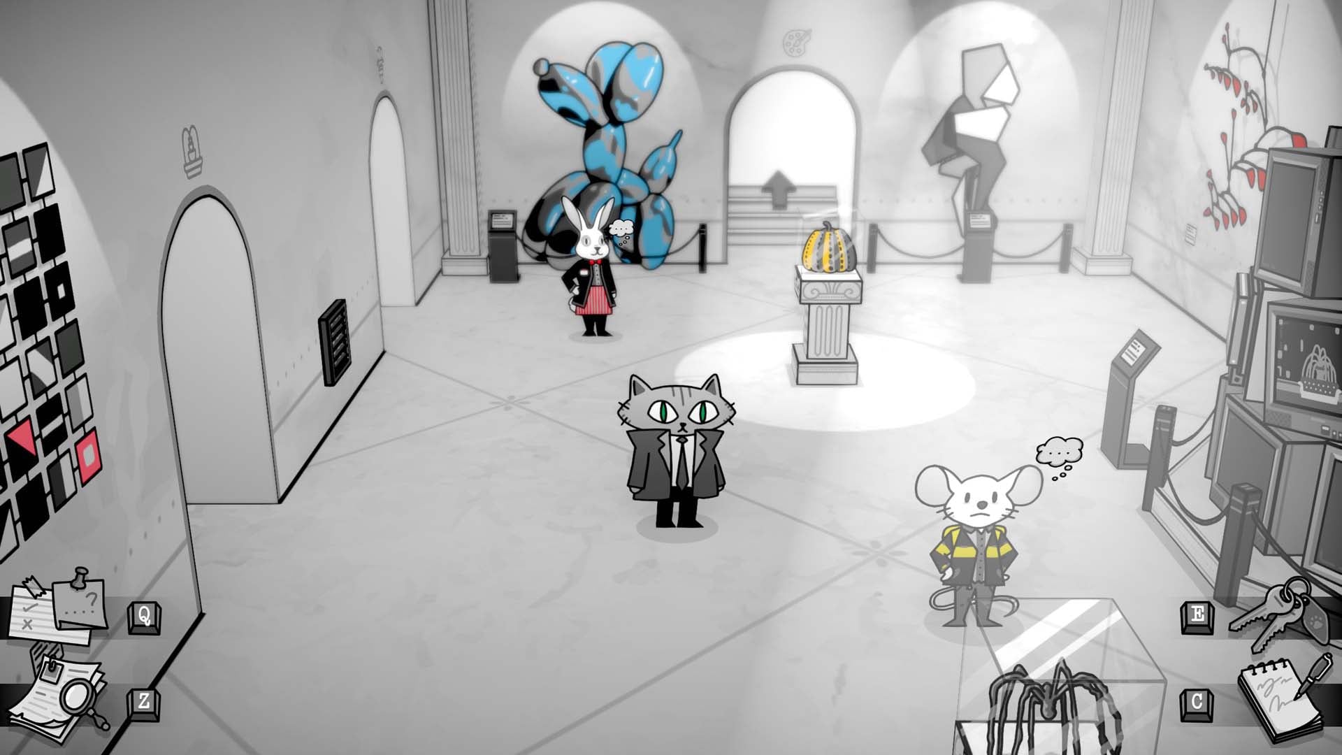 The main character exploring the museum in Feline Forensics And The Meowseum Mystery.