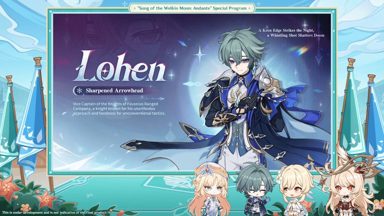 Screenshot of Lohen character reveal during Genshin Impact Version Luna VII Special Program
