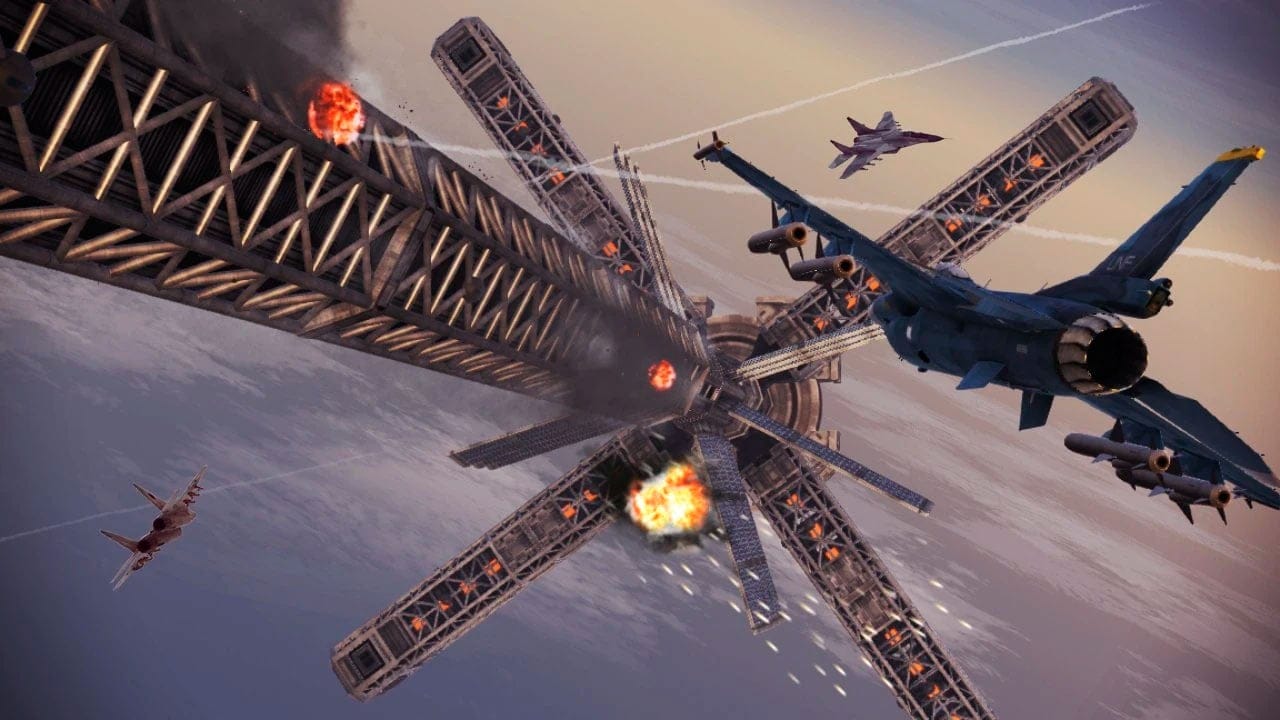 Ace Combat Infinity promo image highlighting the Satellite Interception Special Raid Co-op Mission