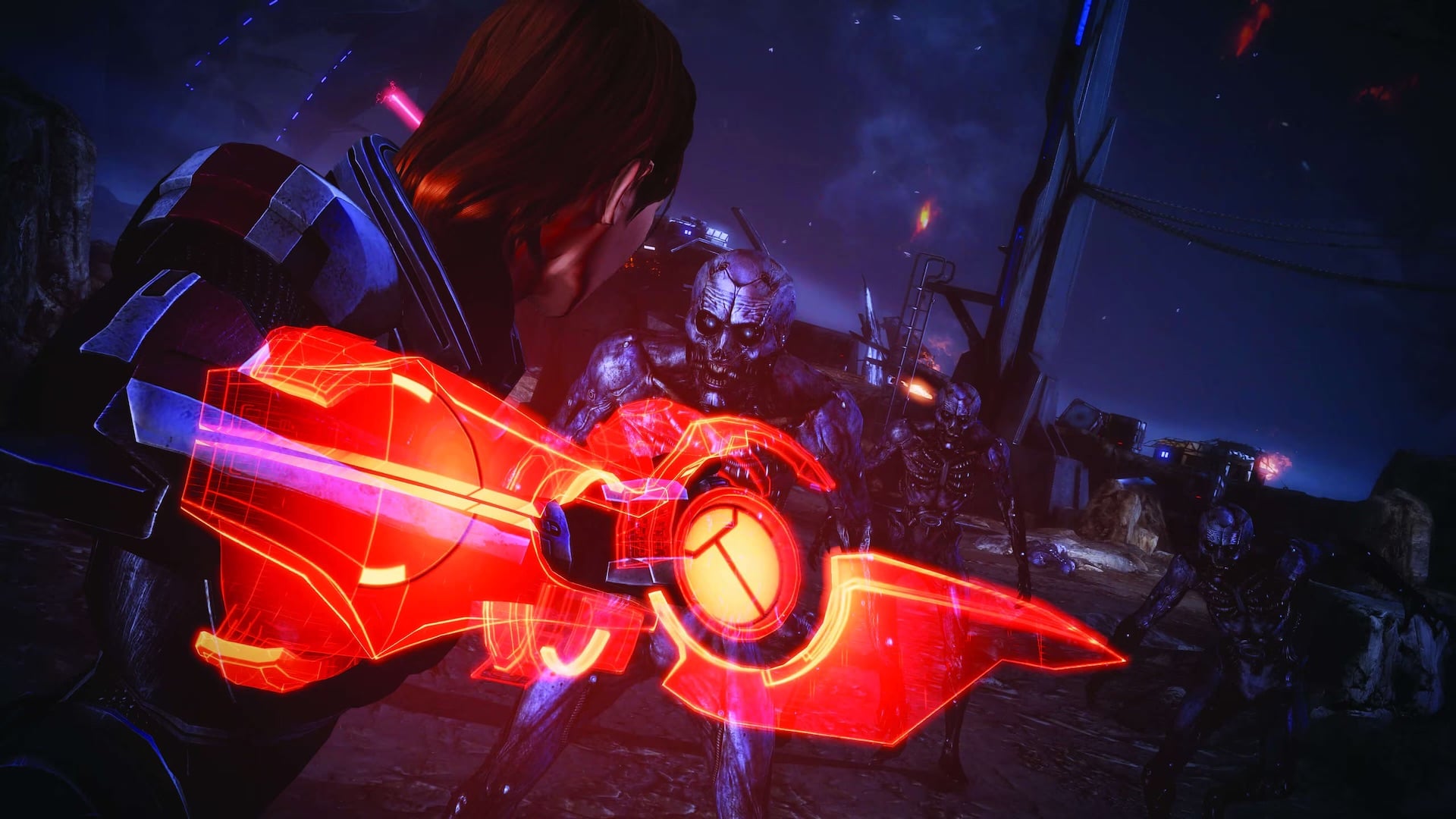 Mass Effect 3 Screenshot of female Shepard attacking an enemy with a melee attack