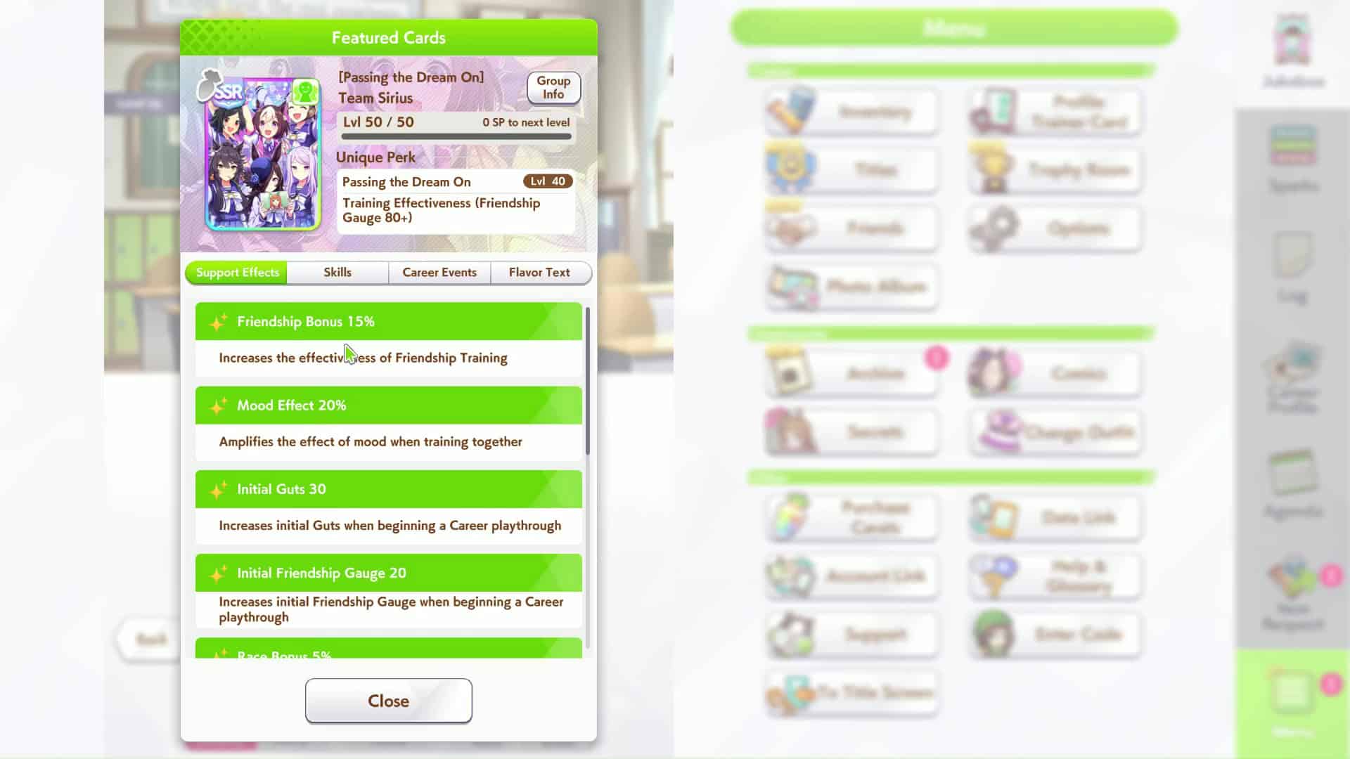 Umamusume Pretty Derby - Team Sirius Support Card