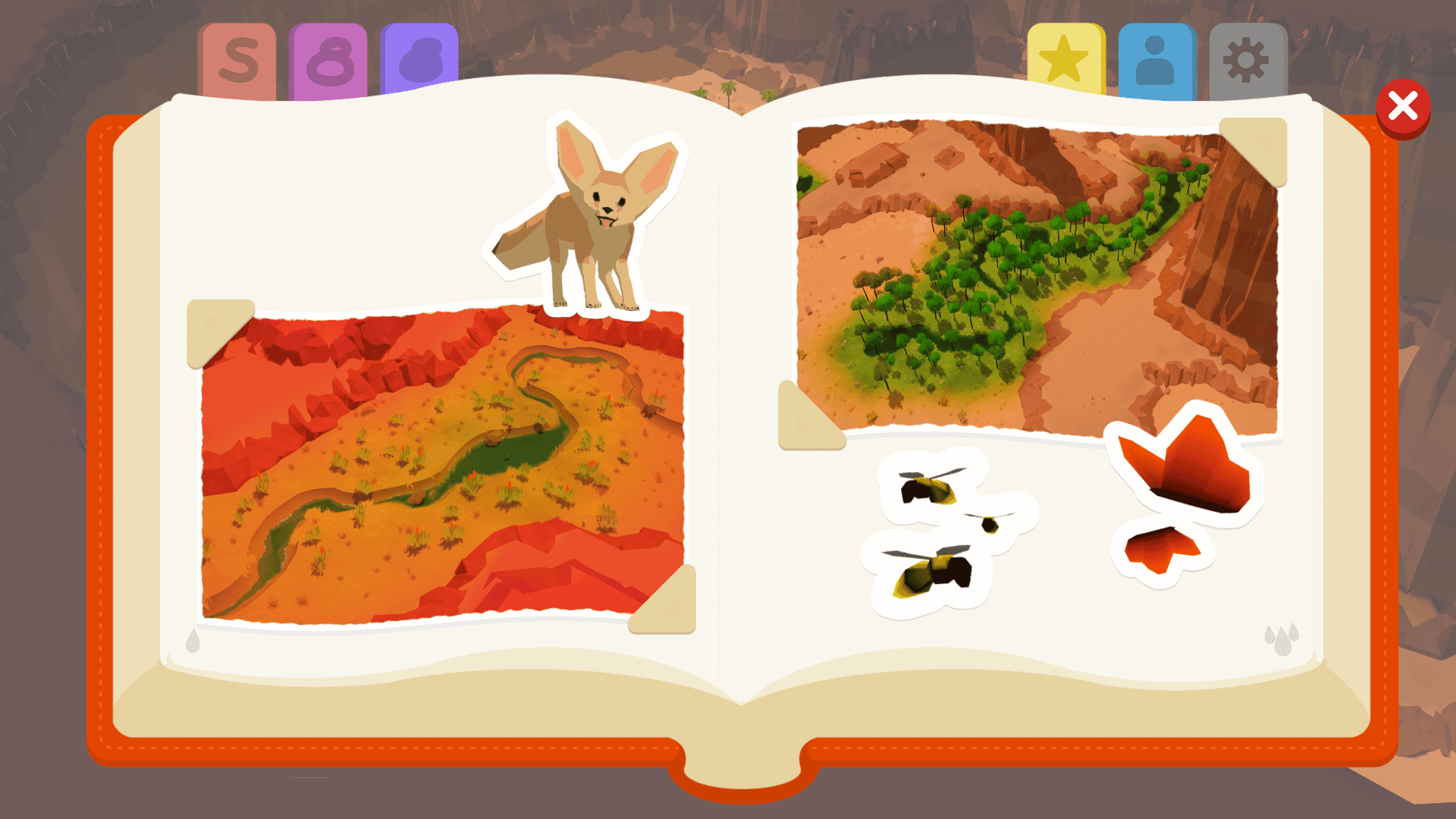 A scrapbook showing animals in a region and the valley when they were seen